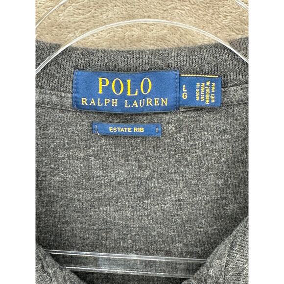 Ralph Lauren Polo Sweater Mens Large Gray 1/4 Zip Estate Rib 100% Cotton Preppy - Picture 3 of 9
